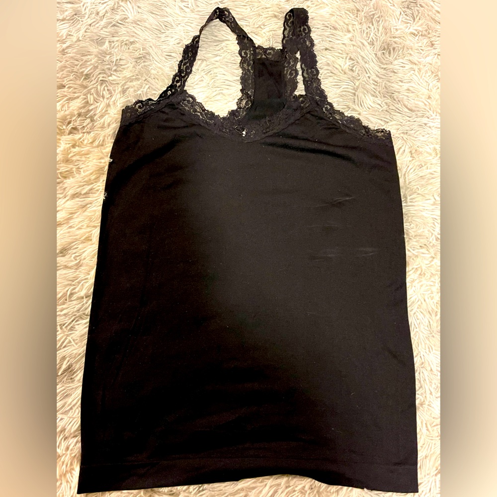 Last exit, laced black tank top, One size 12-24